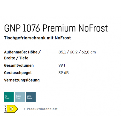 LIEBHERR利勃海尔GNP 1076 Premium独立式冰箱 无霜
